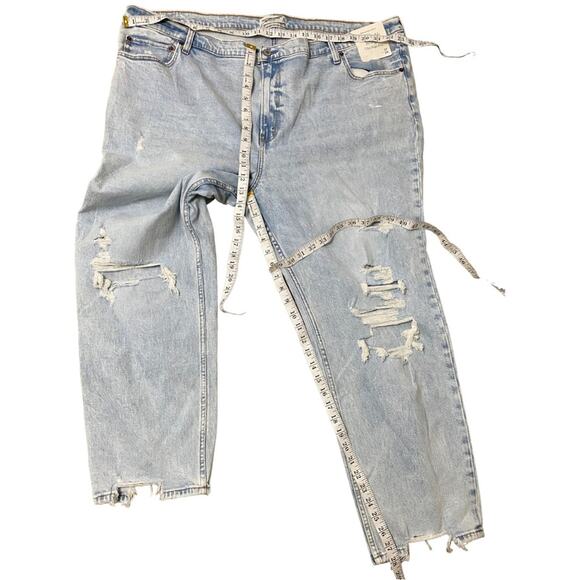 NWT ABERCROMBIE JEANS 37 24L BLUE RIPPED DISTRESSED FRAYED CHEWED CHIC - Picture 9 of 10